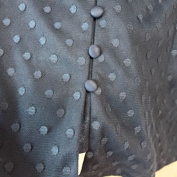 International Concepts 2X black polka dotted lacy sheer sleeves button front - Picture 3 of 7